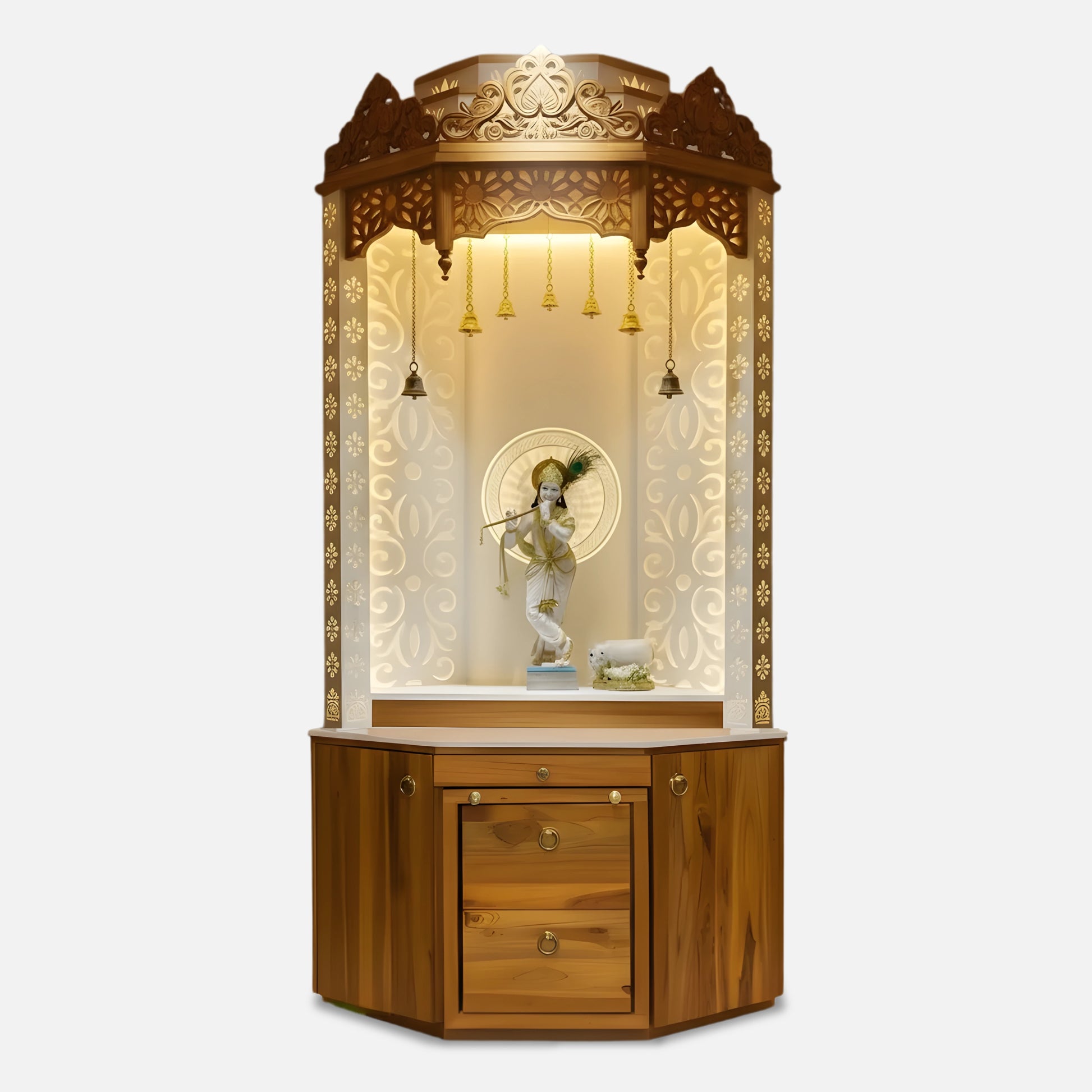 Mantraja Teak Wood Mandap (Brown) front view 