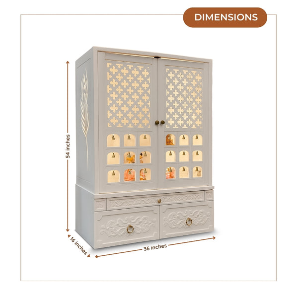 Mantralaya Teak Wood Mandir (White) dimensions