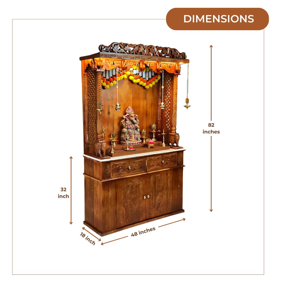 Mantrika Sheesham Wood Mandap (Teak) Dimensions