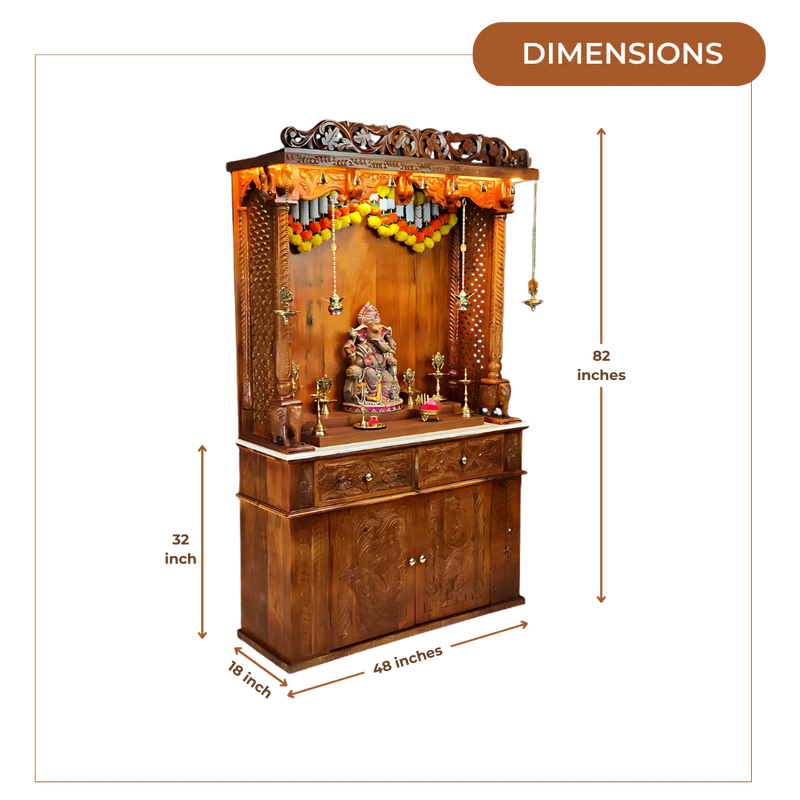 Mantrika Teak Wood Mandap (Teak) Dimensions