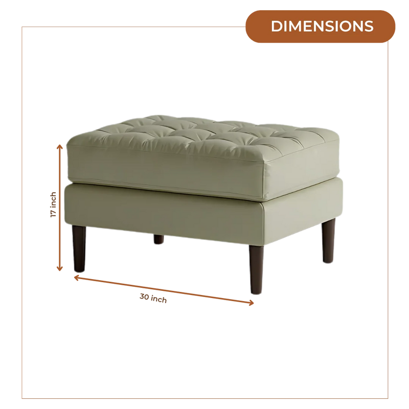 Marine Teak Wood Ottoman Stool (Oyster) Dimension