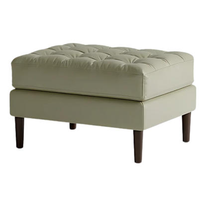 Marine Teak Wood Ottoman Stool (Oyster) front view