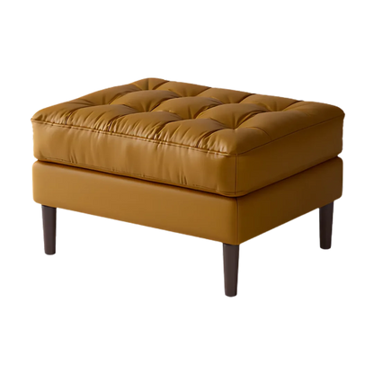 Marine Teak Wood Ottoman Stool (Sand) front view