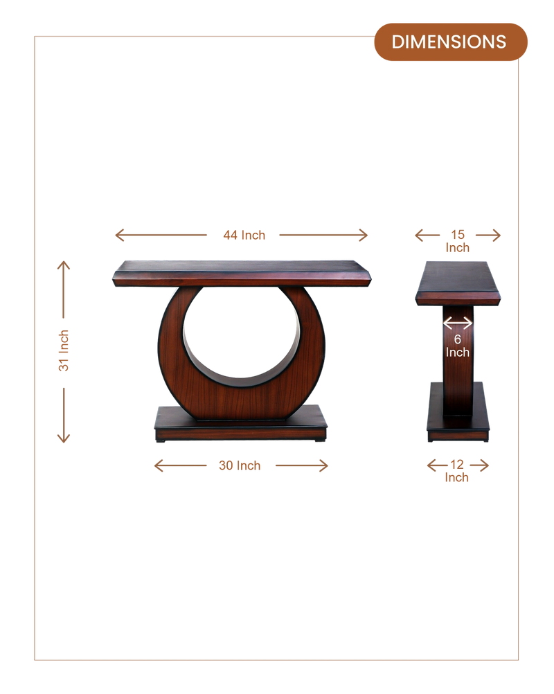 Maronze Solid Wood Console Table (Brown) dimensions