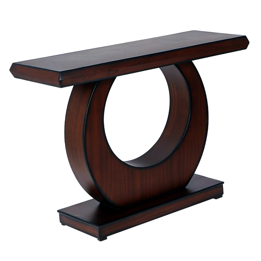 Maronze Solid Wood Console Table in Brown color 45° side view