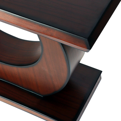 Maronze Solid Wood Console Table in Brown color zoom view top