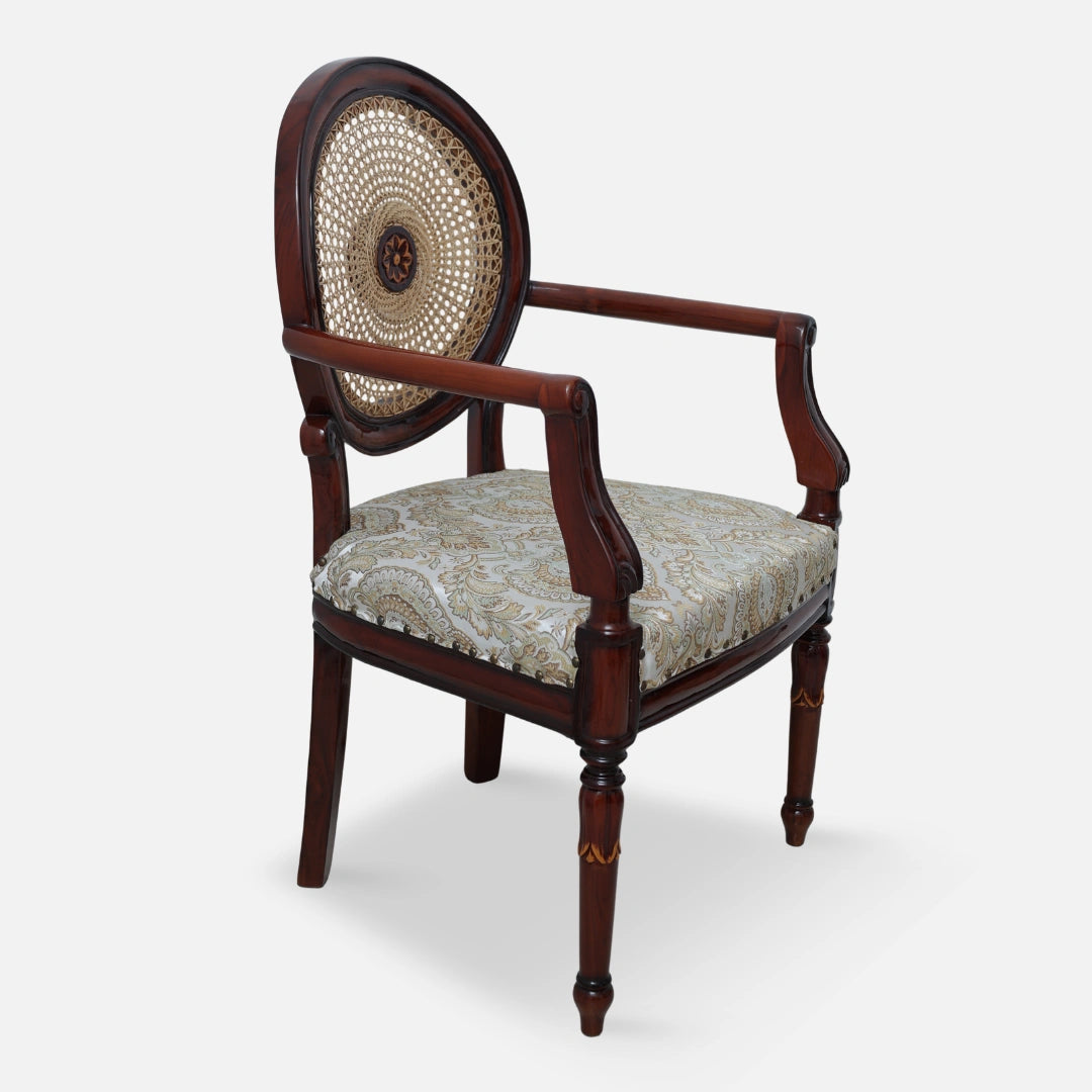 Mavric Teak Wood Arm Chairs (Brown) side angle 