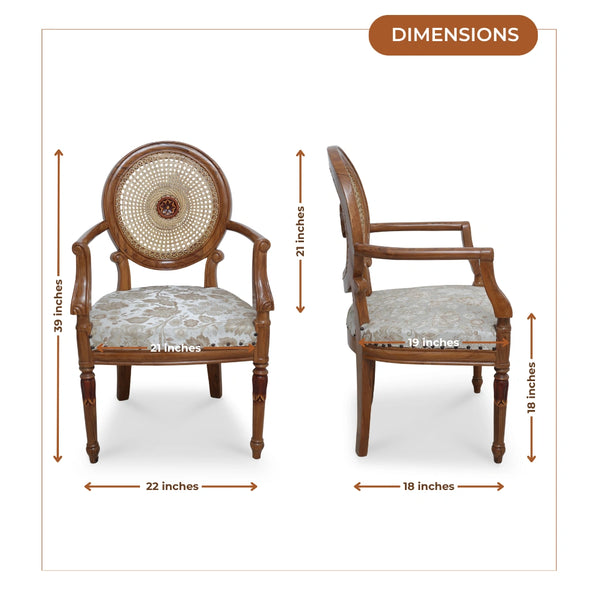 Mavric Teak Wood Arm Chairs (Teak) dimensions image 