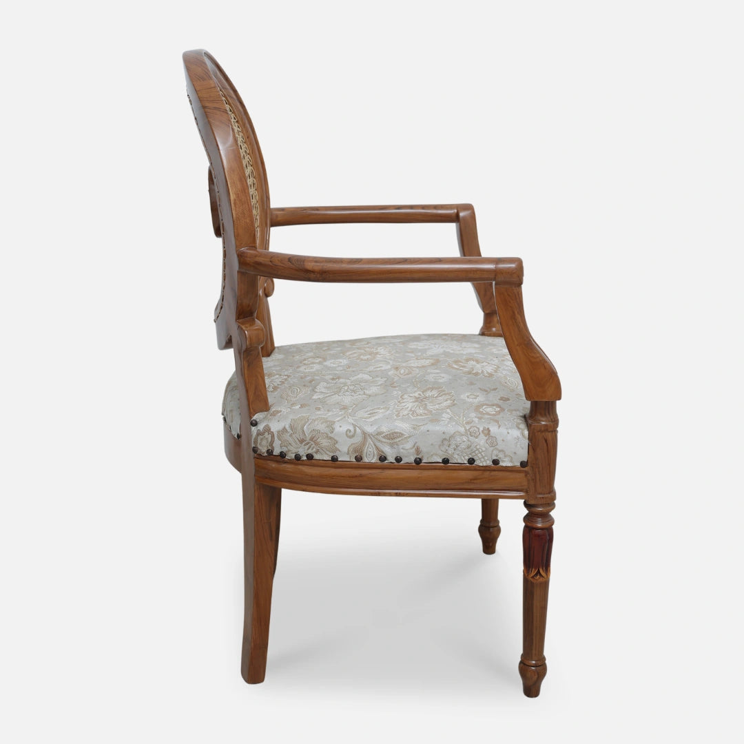 Mavric Teak Wood Arm Chairs (Teak) side view 