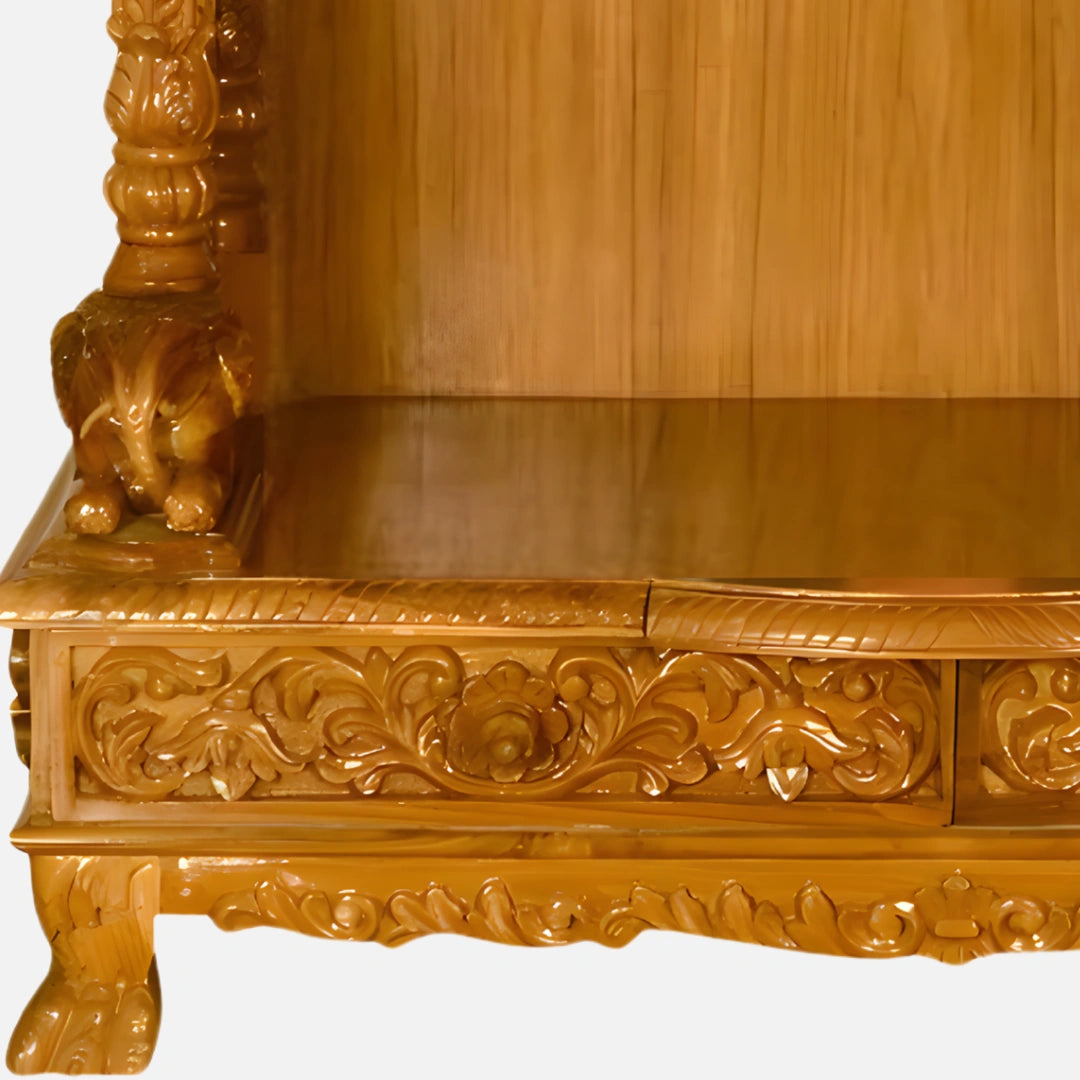 Mayuram Teak Wood Mandir (Teak) carving 