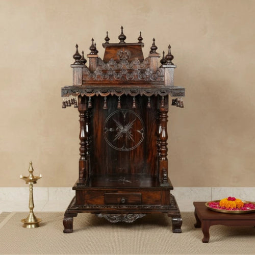 Meera Teak Wood Mandir (Brown)