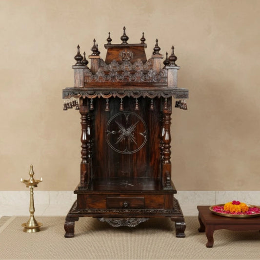 Meera Teak Wood Mandir (Brown) lifestyle view 