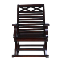 Mince Teak Wood Rocking Chair (Brown) front view