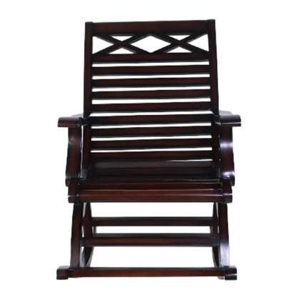 Mince Teak Wood Rocking Chair (Brown) front view