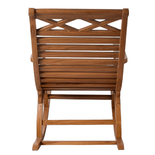Mince Teak Wood Rocking Chair (Teak) back view