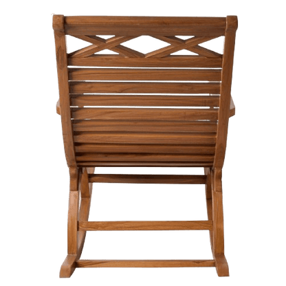 Mince Teak Wood Rocking Chair (Teak) back view