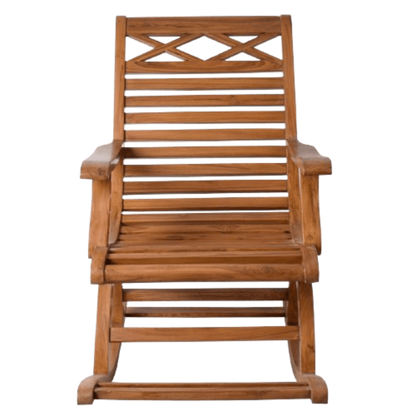 Mince Teak Wood Rocking Chair (Teak) front view