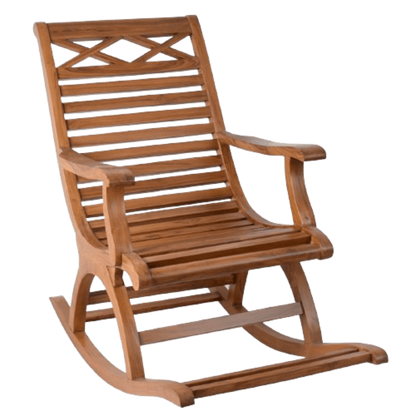 Mince Teak Wood Rocking Chair (Teak) side angle