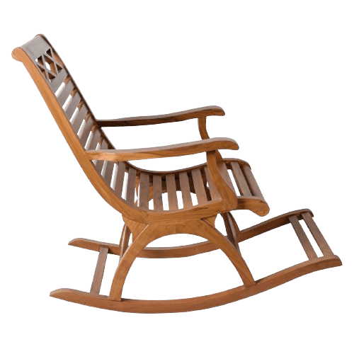Mince Teak Wood Rocking Chair (Teak) side view