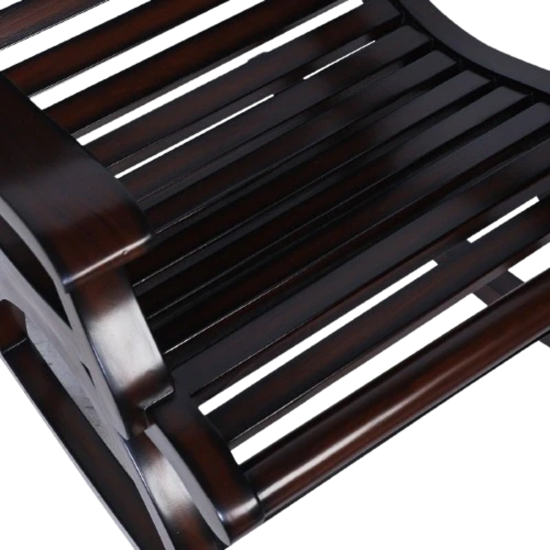 Mince Teak Wood Rocking Chair in Brown color zoom view