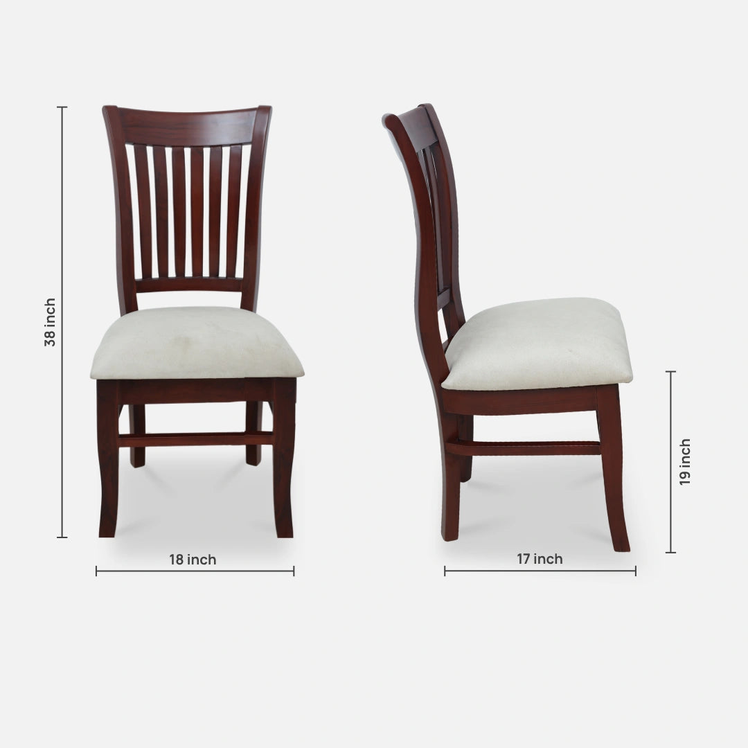 Moltena Teak Wood Dining Chair (Brown) dimensions view 