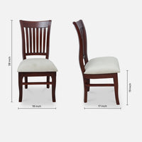Moltena Teak Wood Dining Chair (Brown) dimensions view 