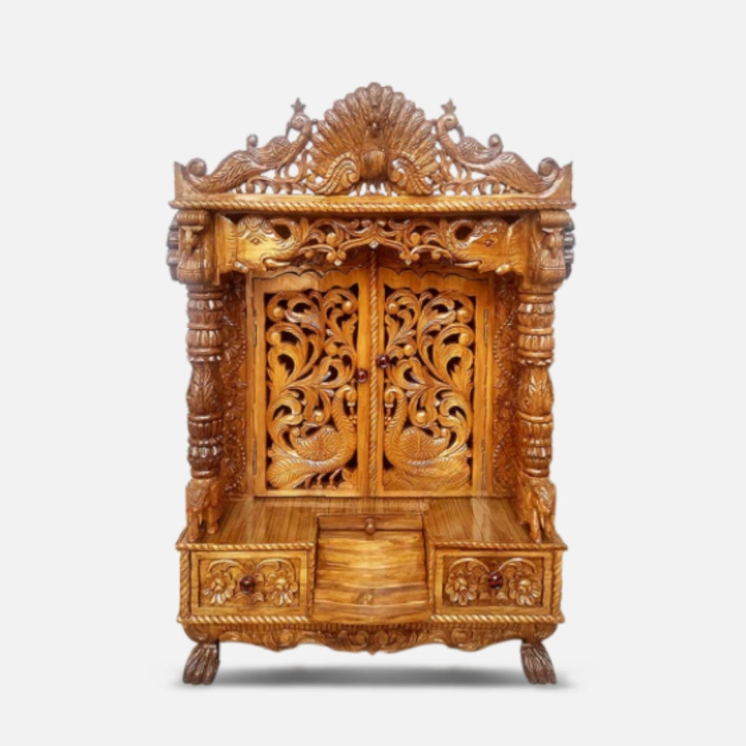 Mor Pankh Teak Wood Mandir (Teak) front view