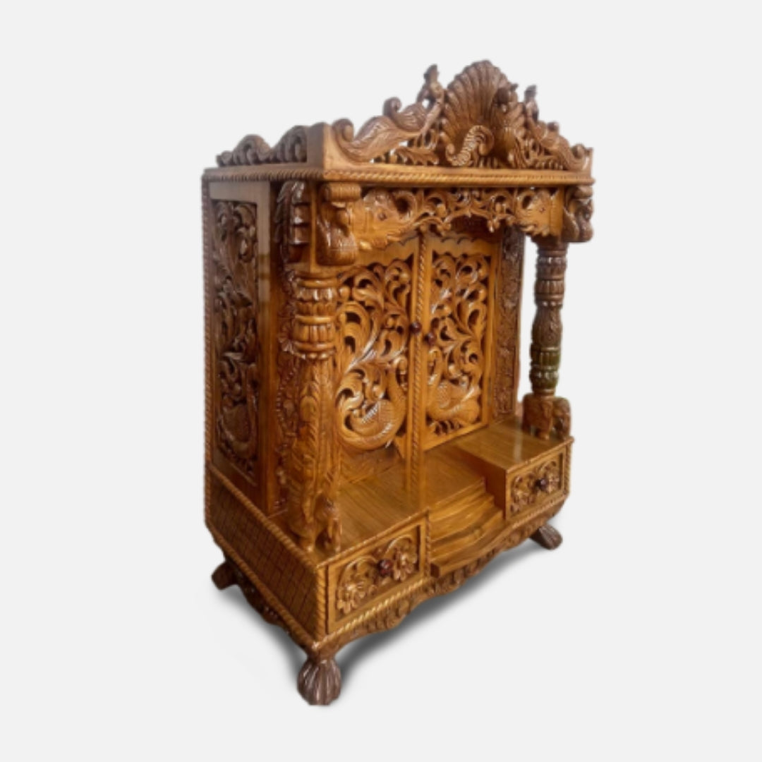 Mor Pankh Teak Wood Mandir (Teak) side view