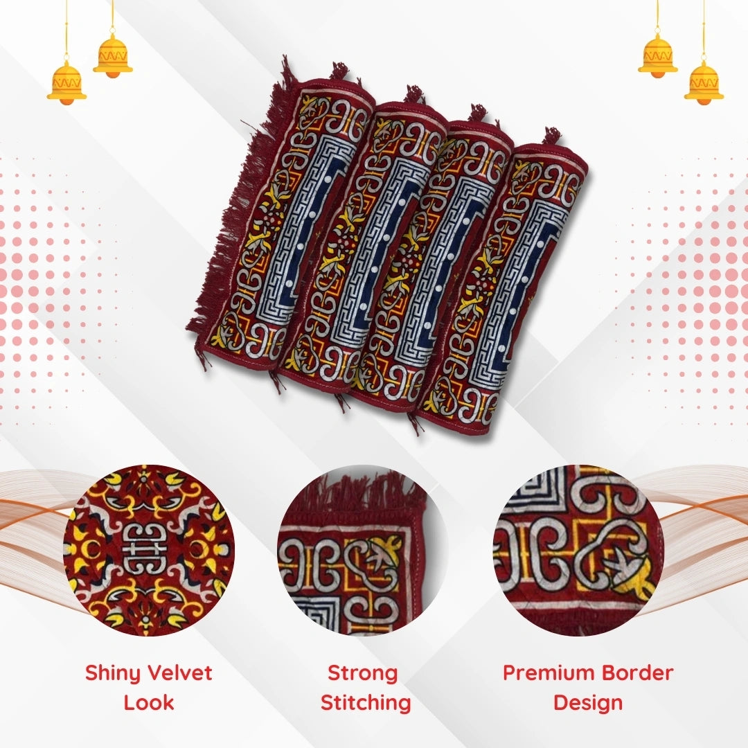 Multicolor Velvet Pooja Aasan pattren view 