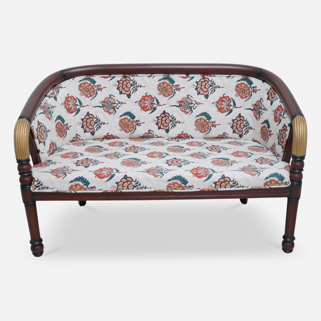  Nami Solid Wood Love Sofa (Brown Gold)Front  view 