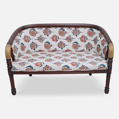  Nami Solid Wood Love Sofa (Brown Gold)Front  view 