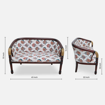 Nami Solid Wood Love Sofa (Brown Gold) dimensions 