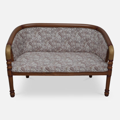 Nami Solid Wood Love Sofa (Teak Gold) front view 