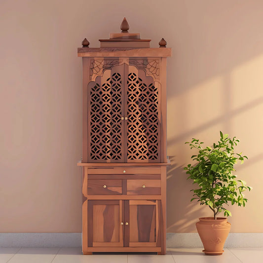 Namrah Sheesham Wood Pooja Mandap with Door (Teak) lifestyle view