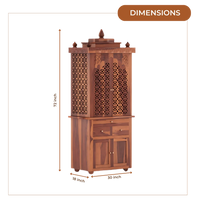 Namrah Teak Wood Pooja Mandap with Door (Teak) Dimnsions