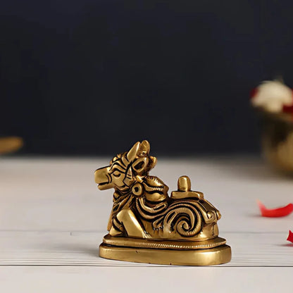 Nandi with Shiva Lingam Brass Idol lifestyle view