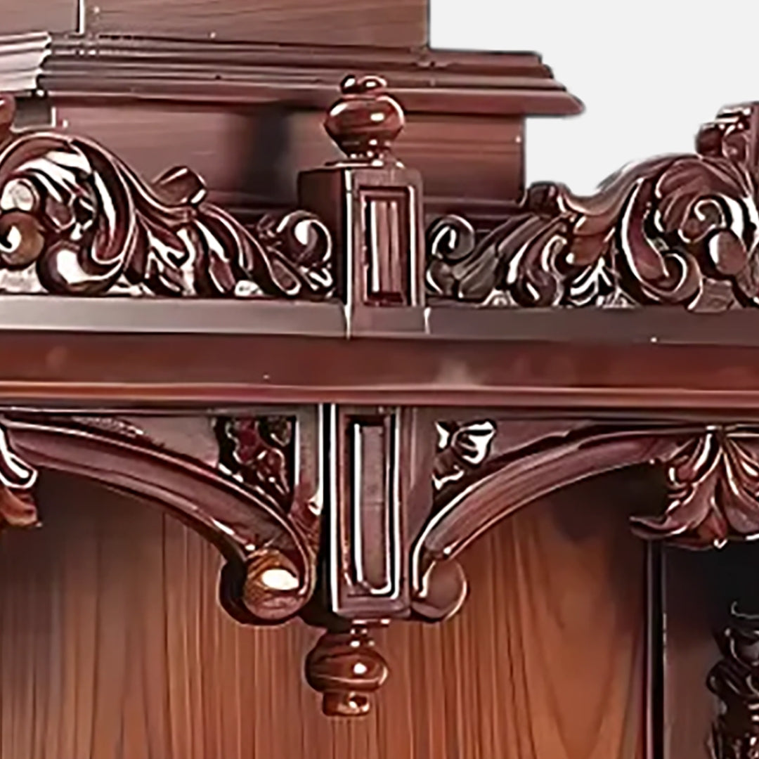 Nandita Teak Wood Mandir (Brown) close view 
