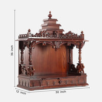  Nandita Teak Wood Mandir (Brown) dimensions 