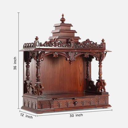  Nandita Teak Wood Mandir (Brown) dimensions 