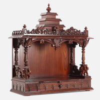 Nandita Teak Wood Mandir (Brown) side angle 