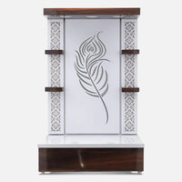 Narayani Teak Wood Mandir (White) front view 