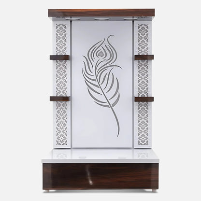 Narayani Teak Wood Mandir (White) front view 