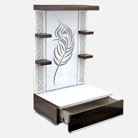 Narayani Teak Wood Mandir (White) side view 