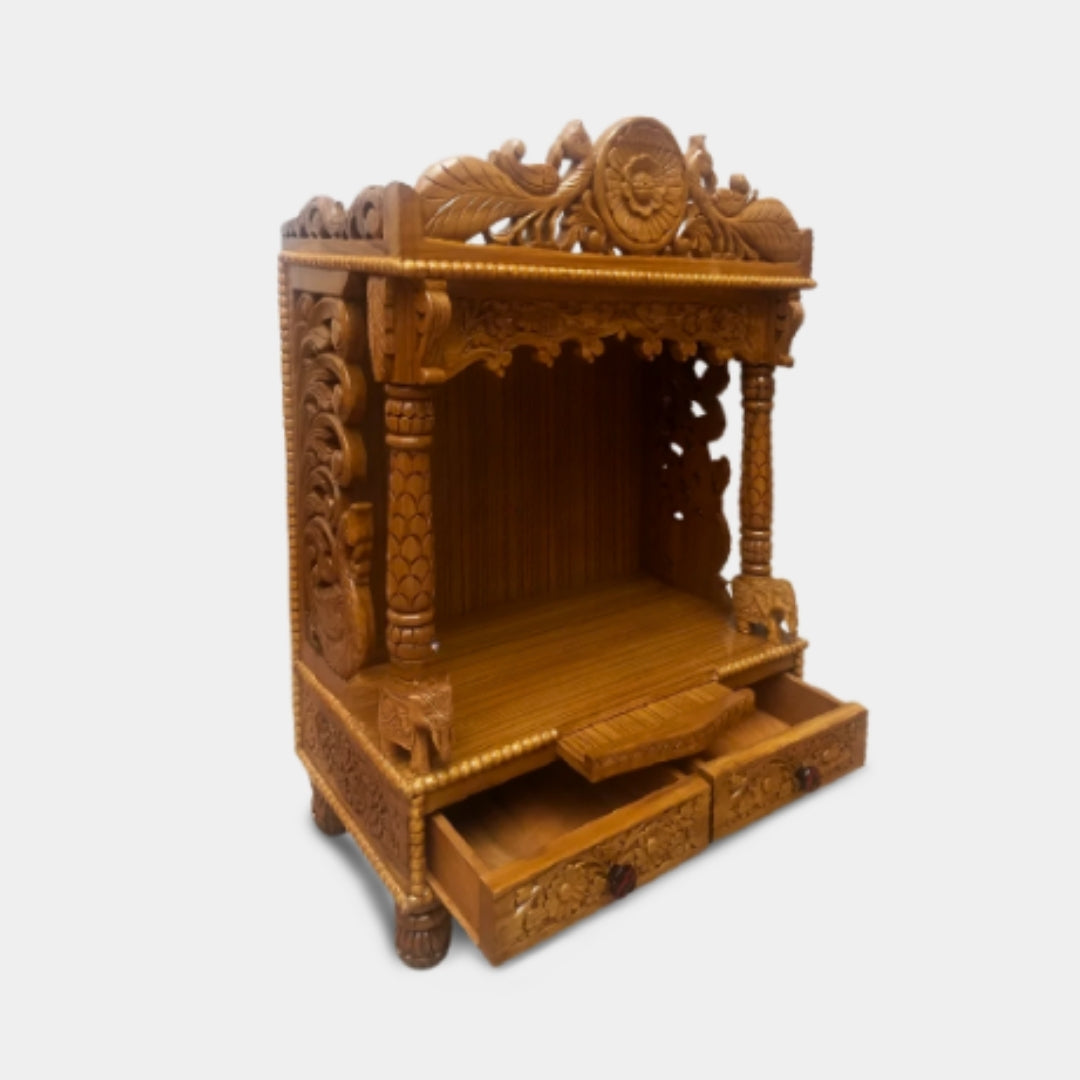 Navdev Teak wood Mandir (Teak) side angle 