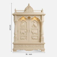 Niketan Teak Wood Mandir (White) dimensions