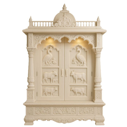 Niketan Teak Wood Mandir (White) front view