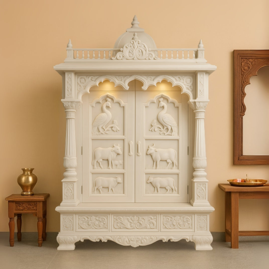 Niketan Teak Wood Mandir (White) lifestyle view