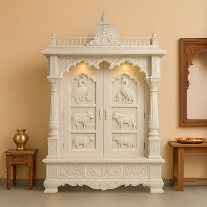 Niketan Teak Wood Mandir (White) lifestyle view