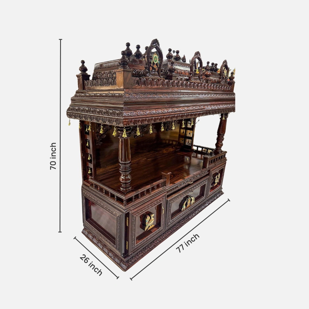 Nivya Teak Wood Mandap (Brown) dimensions