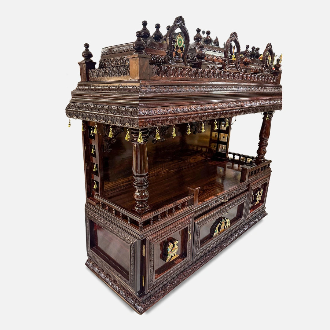 Nivya Teak Wood Mandap (Brown) side angle 
